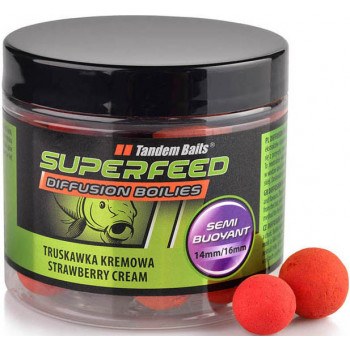 Бойли Tandem Baits Super Feed Diffusion Boilies 14mm/16mm Mix 90g Strawberry Cream