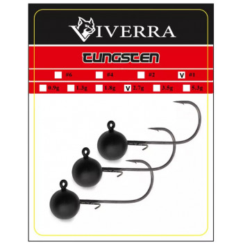 Джиг головка вольфрам Viverra 0,9g #2 Black (4шт)