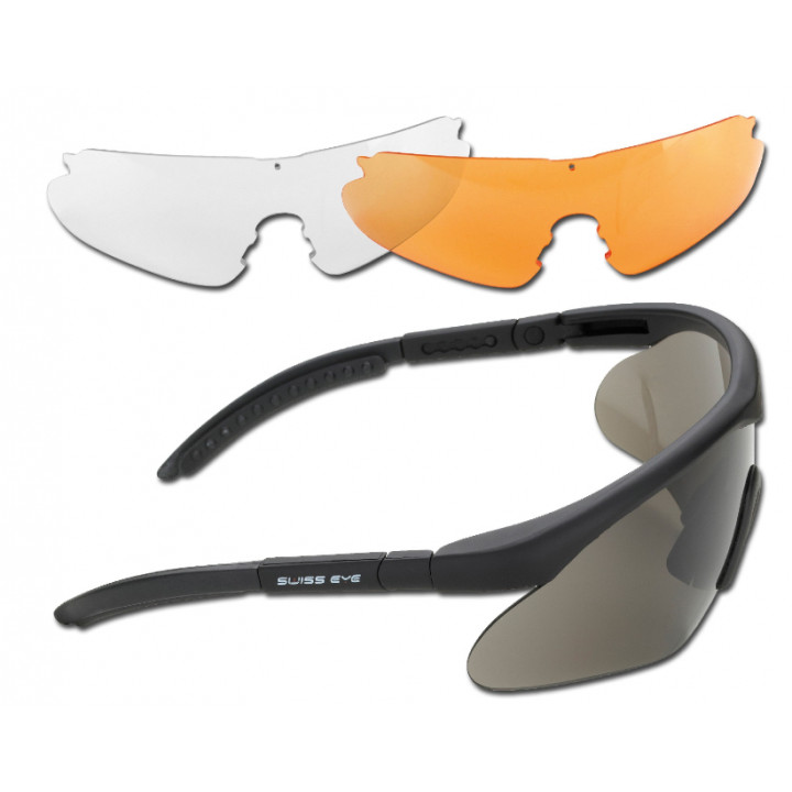 Очки тактические Swiss Eye Raptor (комплект 3 сменных линзы, оправа черная)