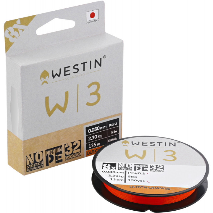 Шнур Westin W3 8 Braid Dutch Orange 135m PE 3.5 / 0.305mm 22.1kg 49Lbs