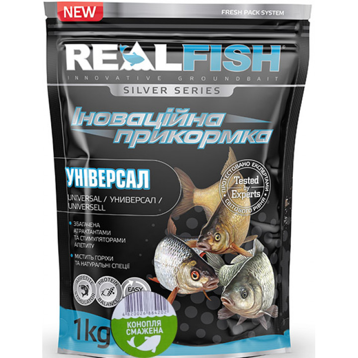 Прикормка  REAL FISH  Универсал Жареная Конопля 1kg