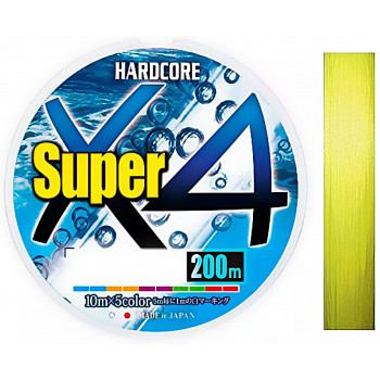 Шнур Duel Hardcore Super X4 200m Hi-Vis Yellow #0.6 5.4kg 0.13mm