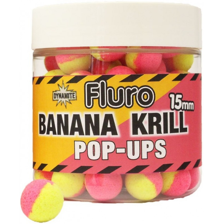 Бойлы Dynamite Baits Pop-Ups Fluro Two Tone Krill & Banana  15 mm
