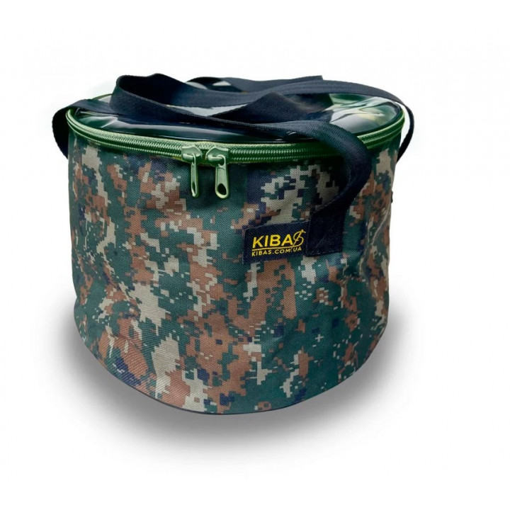 Ведро для прикормки Kibas с прозрачной крышкой, цвет пиксель 30cm