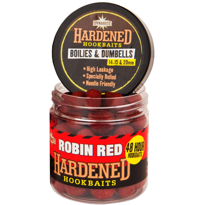 Бойлы Dynamite Baits Hardened Hook Baits 48h Boilies and Dumbless Robin Red 15mm & 20mm