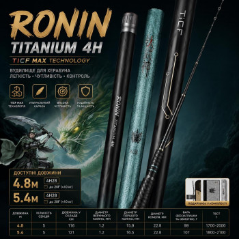 Вудлище Херабуна RONIN Titanium 4H TiCF MAX 4.8m