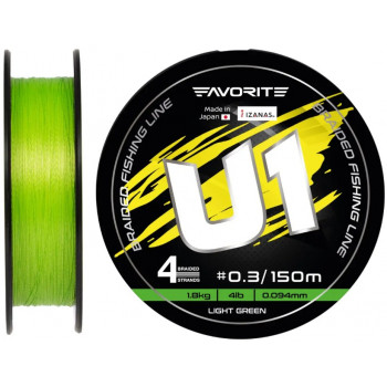 Шнур Favorite U1 PE 4x 150m Light Green #0.3/0.094mm 4lb/1.8kg