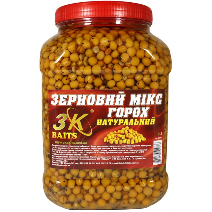 Зерновой MИКС 3Kbaits Горох Натуральная 3L Банка 3.4kg