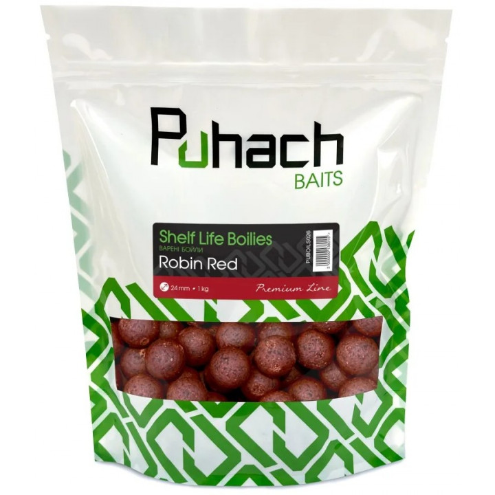 Бойлы Puhach Baits Premium Line Shelf Life Boilies 1kg - Robin Red (Робін Ред) 24mm
