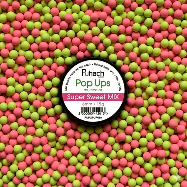 Бойли Puhach Baits Pop Ups 6mm Multicolor - Super Sweet MIX (Супер солодкий мікс)