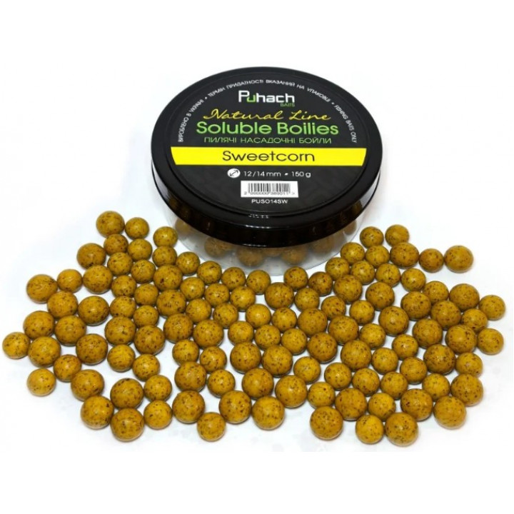 Насадочные вареные бойлы Puhach Baits Natural Line Shelf Life Boilies 12/14 mm - Sweetcorn