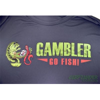 Gambler Long Sleeve Performance Shirt Charcoal Logo L
