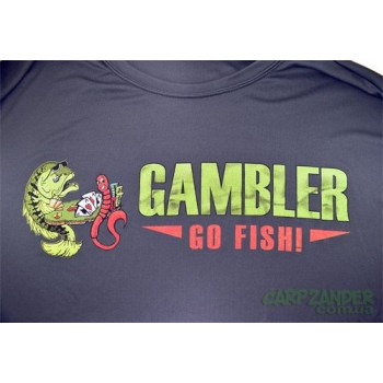 Gambler Long Sleeve Performance Shirt Charcoal Logo L