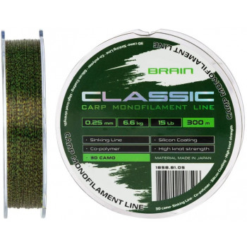 Леска Brain Classic Carp Line (3D camo) 300m 0.25mm 15lb 6.6kg