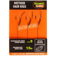Готовый поводок ТехноКарп Method 15Lb. Curve Shank Hook №8. 1уп. - 3шт.