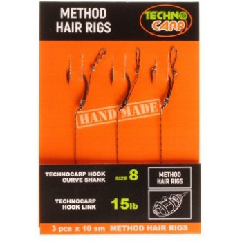 Готовий повідець ТехноКарп Method 15Lb. Curve Shank Hook №8. 1уп. - 3 шт.