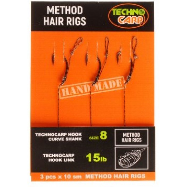 Готовий повідець ТехноКарп Method 15Lb. Curve Shank Hook №8. 1уп. - 3 шт.
