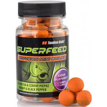 Бойли Tandem Baits Super Feed Diffusion Mini Boilies 12mm 40g Shrimp & Black Pepper