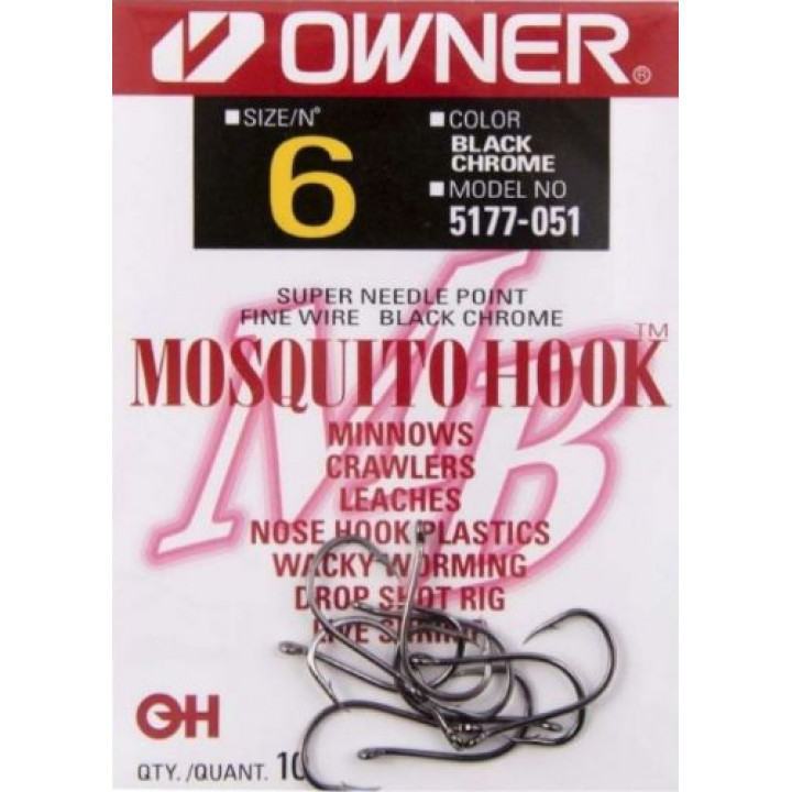 Крючок Owner 5177 Mosquito №1 кільце Black Chrome 8шт