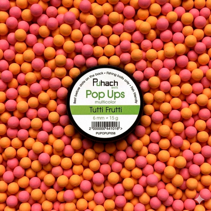 Бойли Puhach Baits Pop Ups 6mm Multicolor - Tutti-Frutti (Тутті-фрутті)