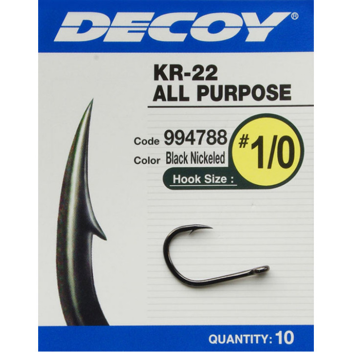 Крючок Decoy KR-22 Black Nickeled #5 (12 шт/уп)