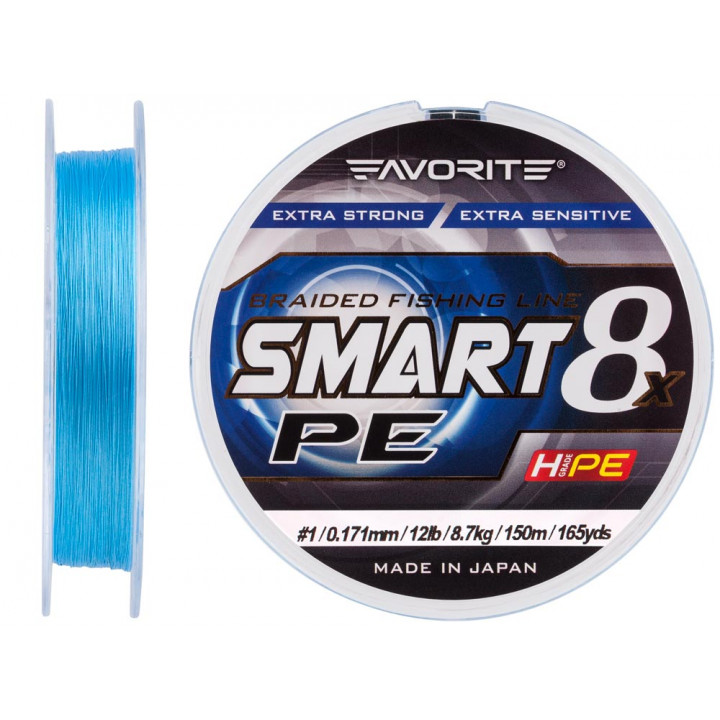 Шнур Favorite Smart PE 8x 150м (sky blue) #1/0.171mm 12lb/8.7kg