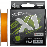 Шнур Favorite X1 PE 4x 150m (orange) #1.2/0.185mm 20lb/9.5kg