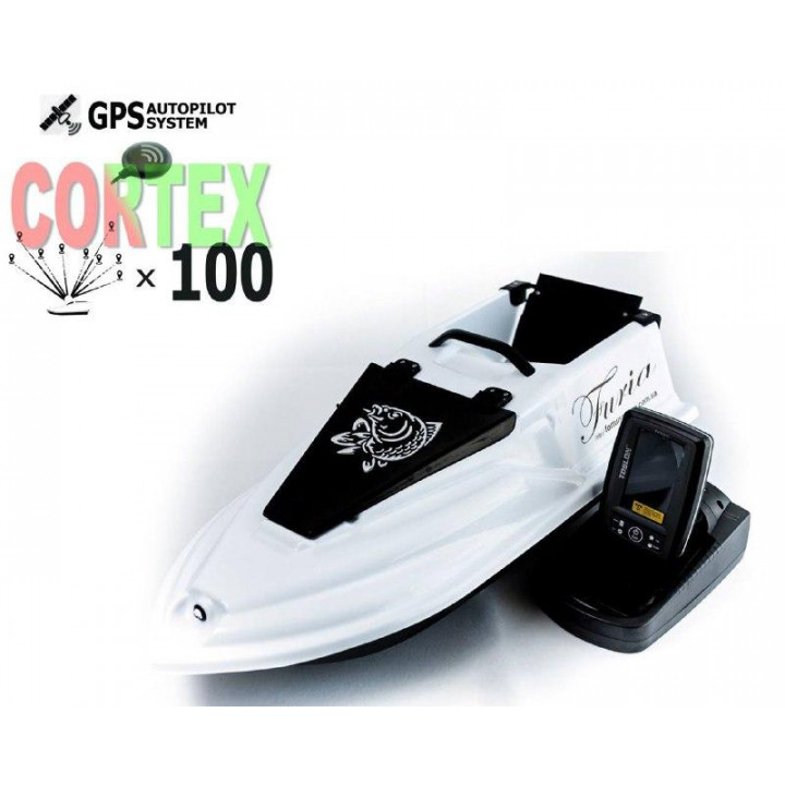 Кораблик для рыбалки Фурия Фюжн с GPS (Maxi Cortex) и Эхолотом Toslon TF520 Белый