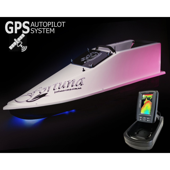 GPS (6+1_Cortex), Эхолот Toslon TF520, Профессиональный кораблик Фортуна (15000 mAh) Белый