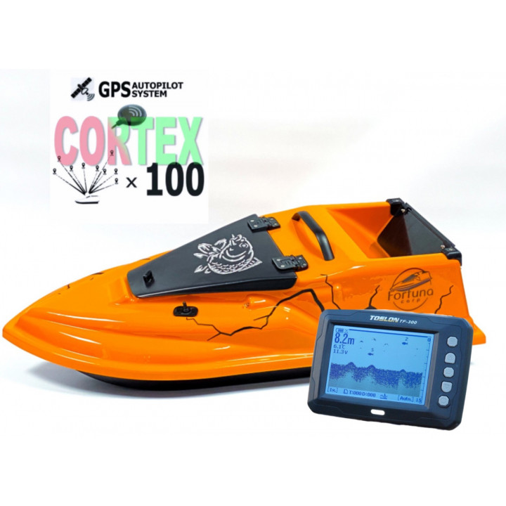 GPS (MaxiCortex) Ехолот Toslon TF300 Прикормочний кораблик Фурія Шторм Помаранчевий