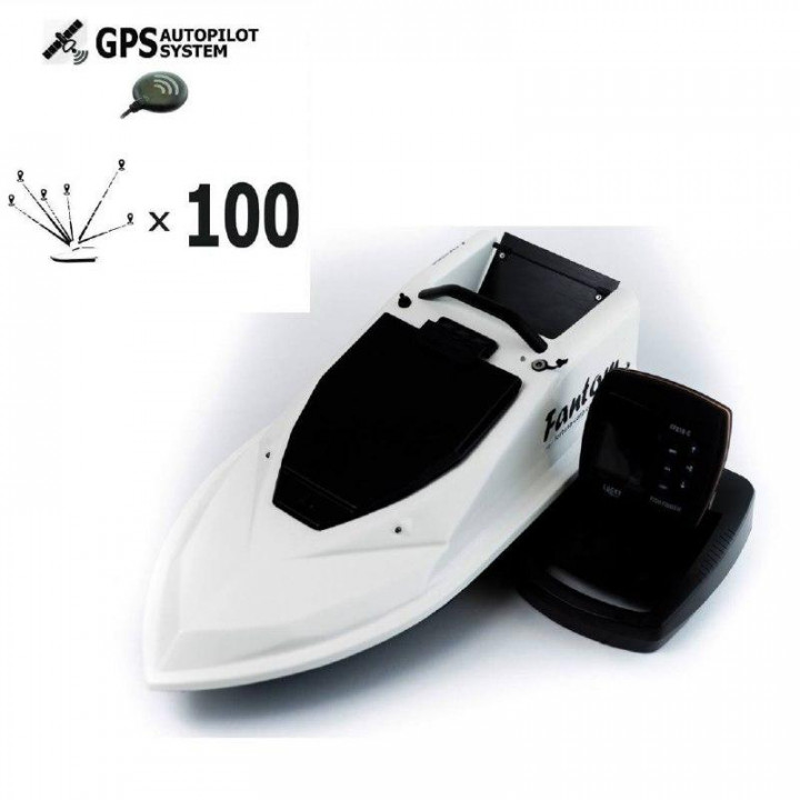 Кораблик для прикормки Фантом Модерн с эхолотом Lucky 918 и GPS автопилотом  (V3_6+1) Белый