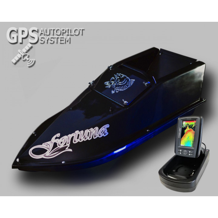 GPS (Maxi Cortex), Эхолот Toslon TF520, Профессиональный кораблик Фортуна (15000 mAh) Черный