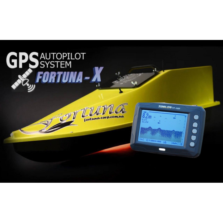 Кораблик Фортуна з GPS автопілотом Fortuna X та ехолотом Toslon300 на 45000mAh Жовтий
