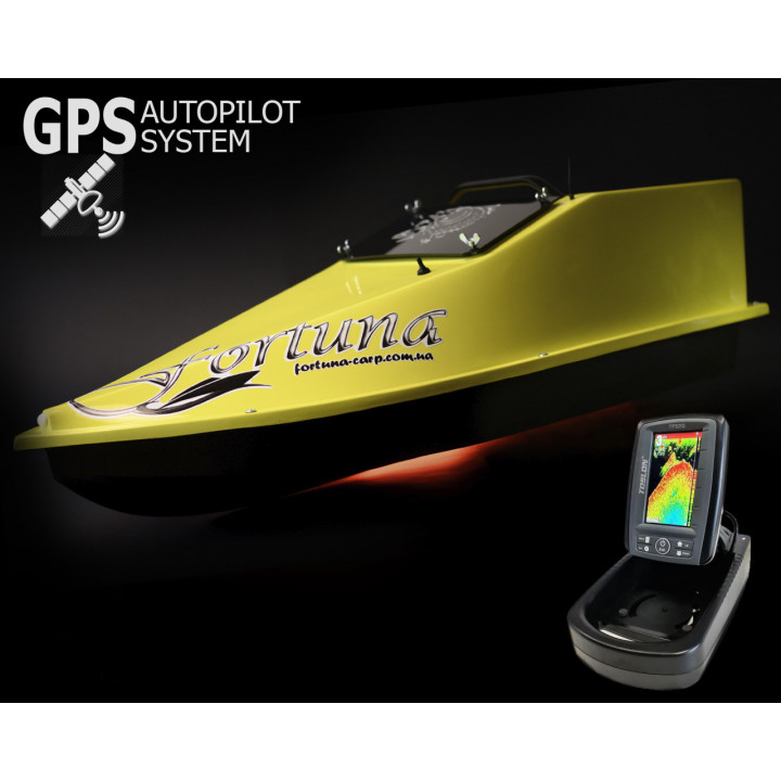 GPS (V3_3+1), Эхолот Toslon TF520, Кораблик для прикормки Фортуна (15000 mAh) Желтый
