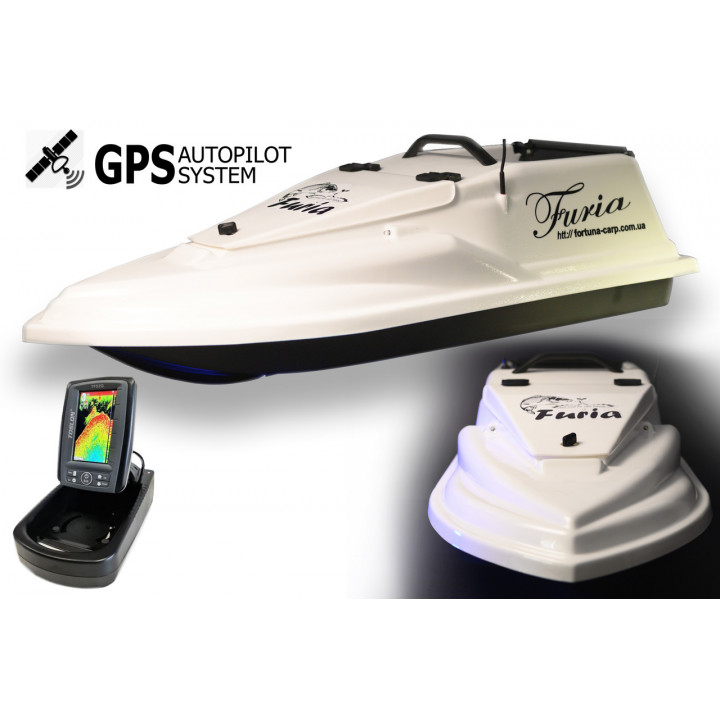 GPS (MaxiCortex) Эхолот Toslon TF520 Кораблик для рыбалки Фурия Шторм Белый