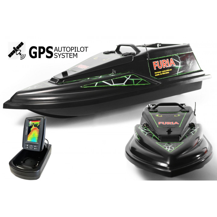 GPS (MaxiCortex) Эхолот Toslon TF520 Кораблик для рыбалки Фурия Шторм Черный