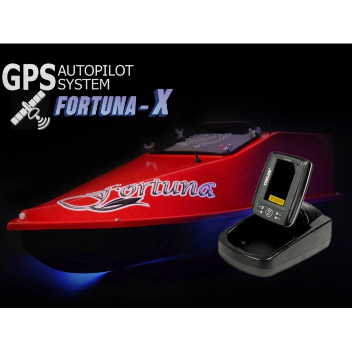 Кораблик Фортуна з GPS автопілотом Fortuna X та ехолотом Toslon520 на 27000mAh червоний