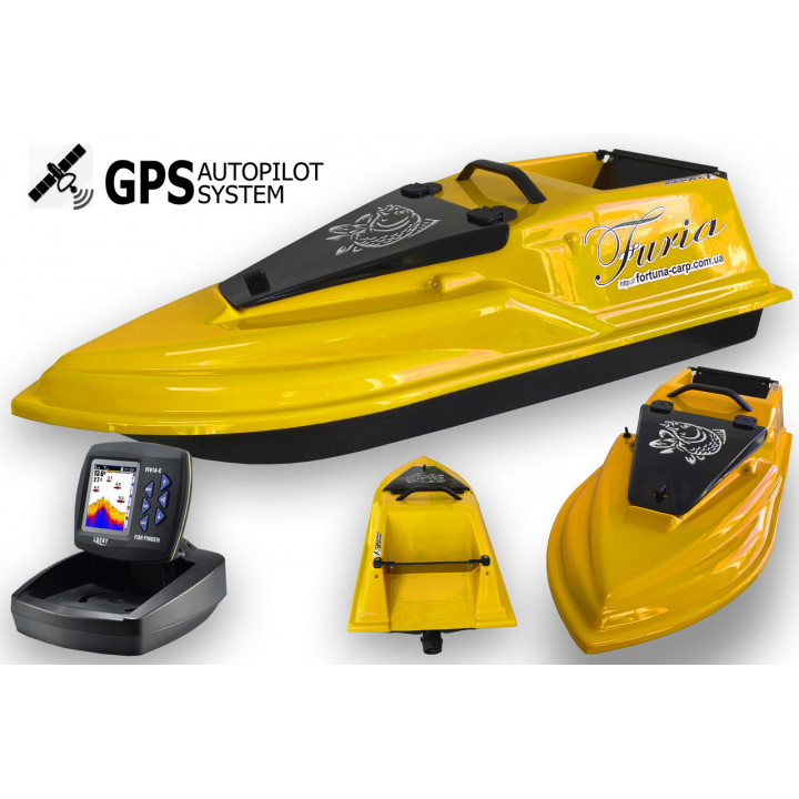 GPS (MaxiCortex) Эхолот Lucky918 Кораблик для рыбалки Фурия Шторм Желтый