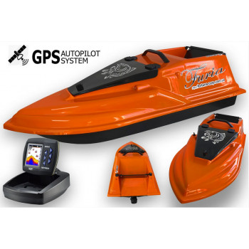 GPS (V3_9+1), Эхолот Lucky918, Кораблик для рыбалки Фурия Шторм Оранжевый