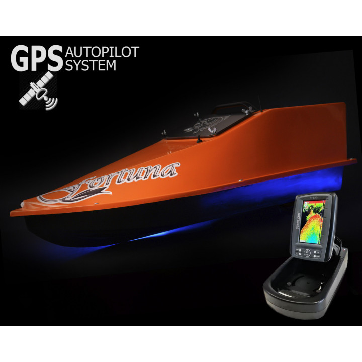 GPS (6+1_Cortex), Эхолот Toslon TF520, Профессиональный кораблик Фортуна (15000 mAh) Оранжевый