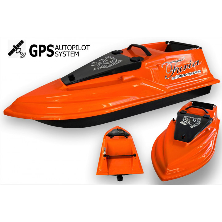 Кораблик для рыбалки Фурия Шторм с GPS автопилот (V3_6+1) помаранчевий