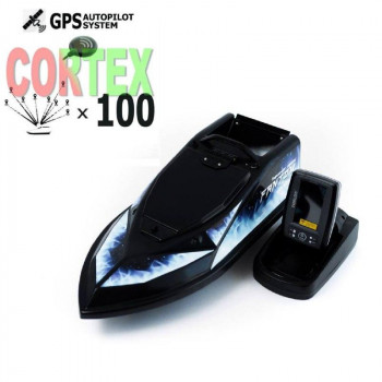 Кораблик для прикормки Фантом Модерн с эхолотом Toslon520 и GPS автопилотом (Maxi Cortex) Черный с синими