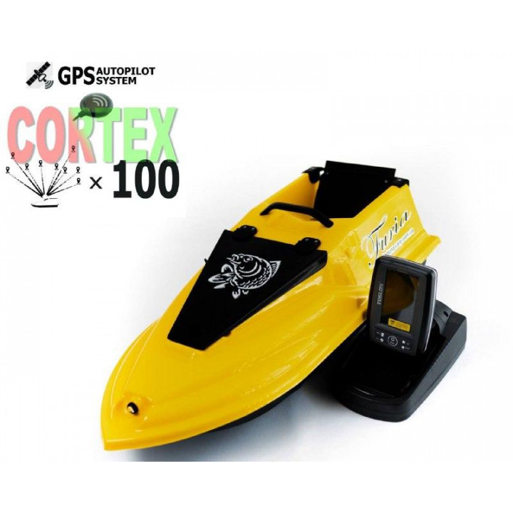 Кораблик для рыбалки Фурия Фюжн с GPS (Maxi Cortex) и Эхолотом Toslon TF520 Желтый