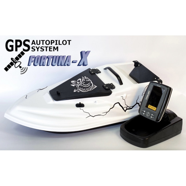 GPS (Fortuna-X) Ехолот Toslon TF520 Прикормочний кораблик Фурія Шторм Білий
