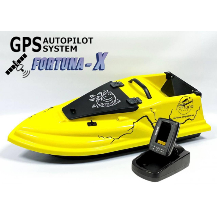 GPS (Fortuna-X) Ехолот Toslon TF520 Прикормочний кораблик Фурія Шторм Жовтий