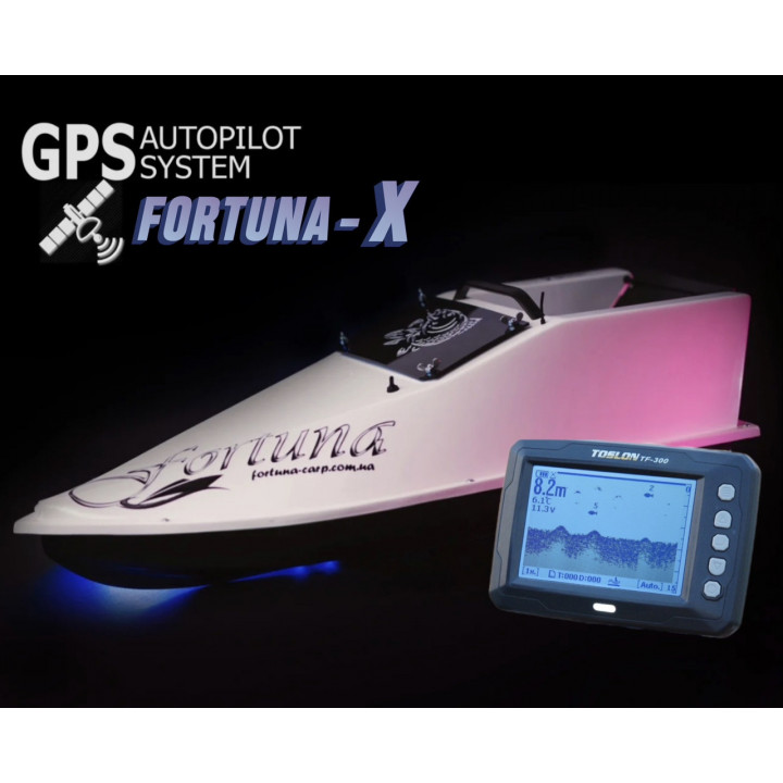 Кораблик Фортуна з GPS автопілотом Fortuna X та ехолотом Toslon300 на 45000mAh Білий