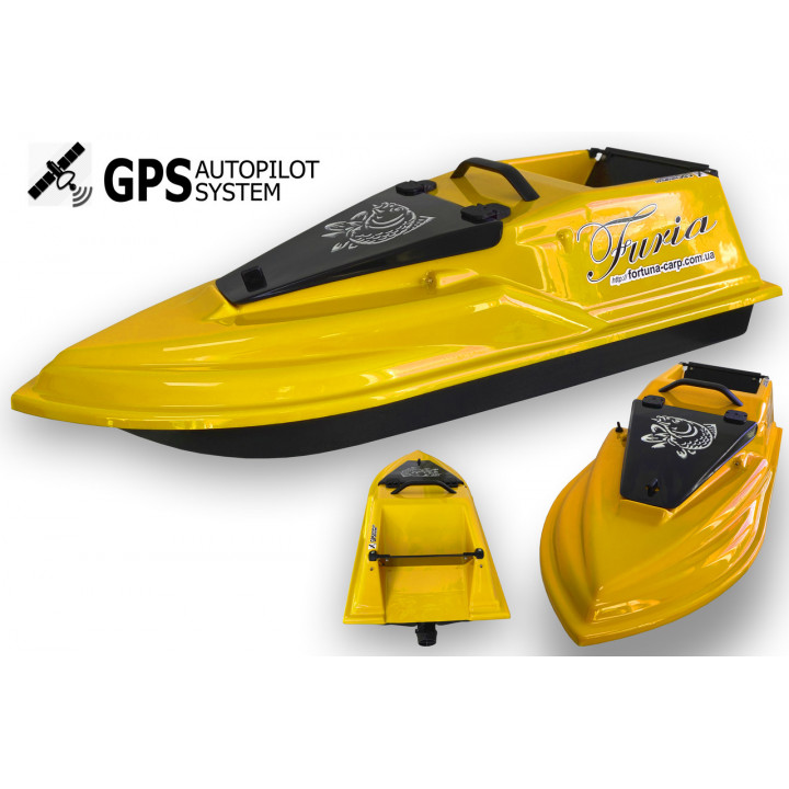 Кораблик для рыбалки Фурия Шторм с GPS (Maxi Cortex) Желтый