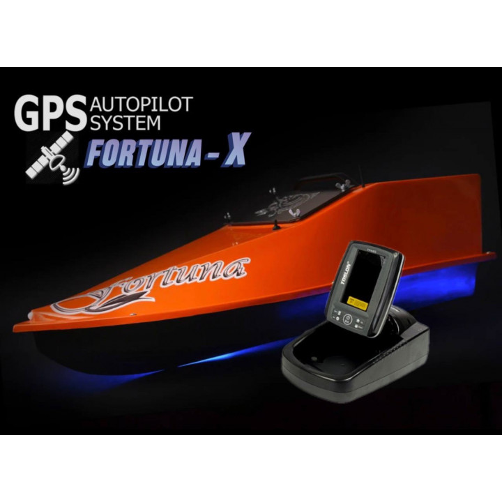 Кораблик Фортуна з GPS автопілотом Fortuna X та ехолотом Toslon520 на 27000mAh помаранчевий