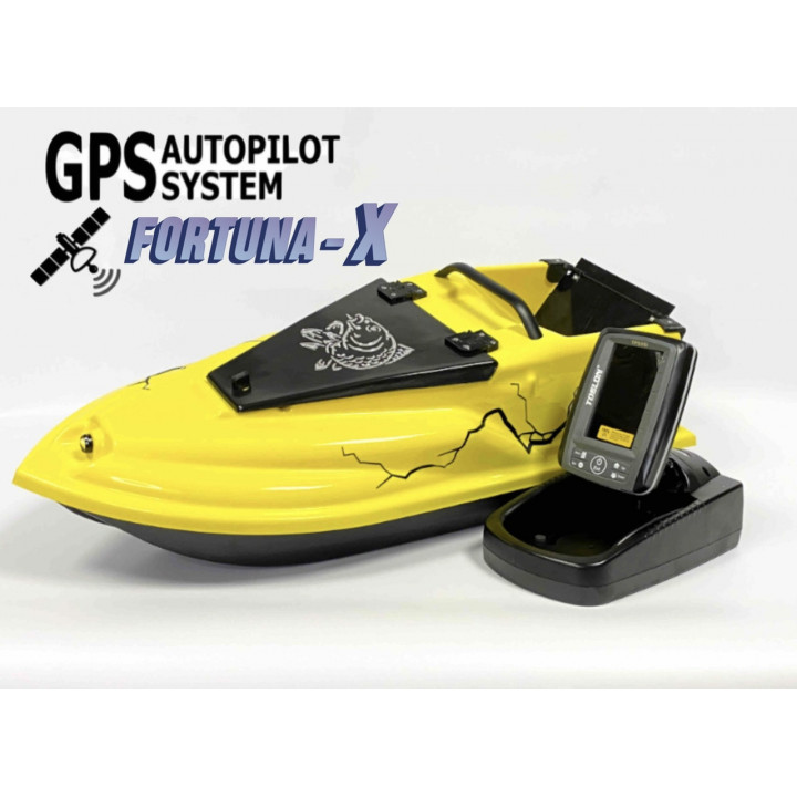 Кораблик для рыбалки Фурия Фюжн с GPS (Fortuna-X) и Эхолотом Toslon TF520 Желтый