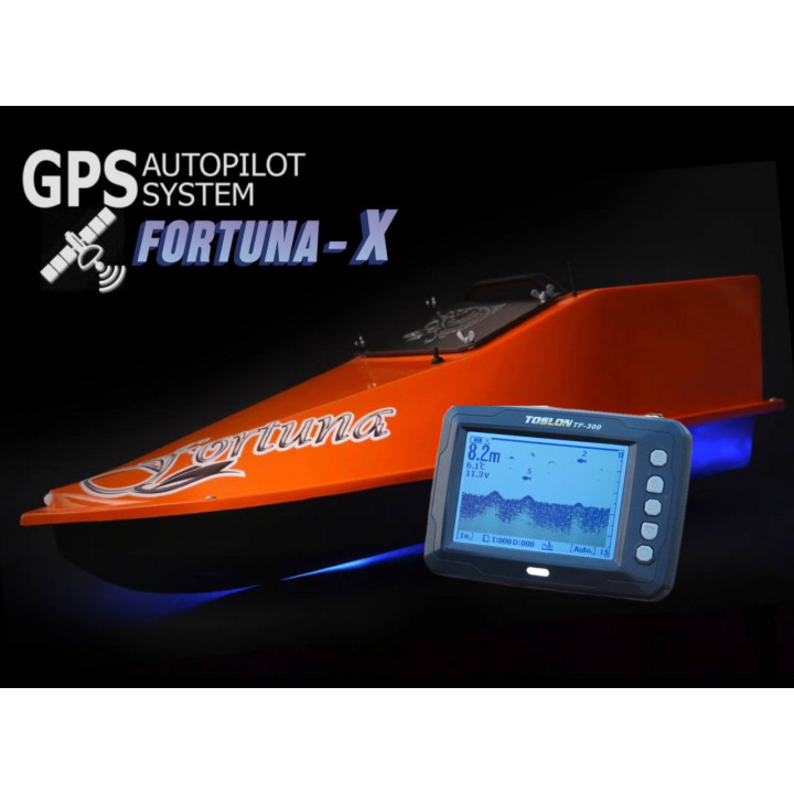 Кораблик Фортуна з GPS автопілотом Fortuna X та ехолотом Toslon300 на 45000mAh Помаранчевий